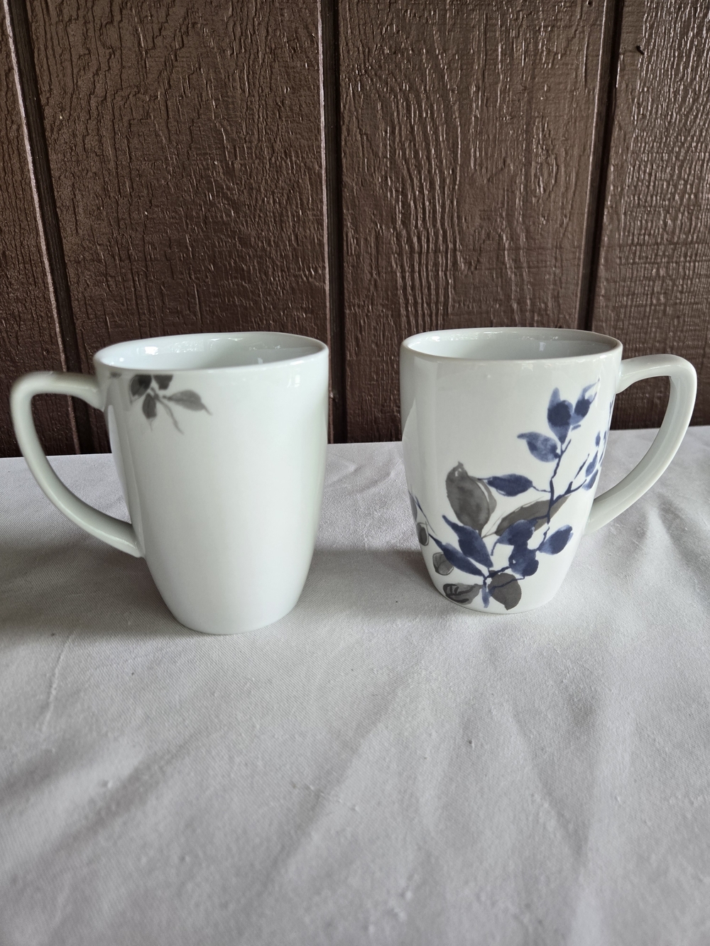 Corelle Kyoto Night Porcelain Coffee Mugs - Set Of 2 - Blue Green Leaves
